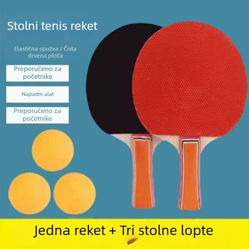 Set reketa za stolni tenis – 2 komada, za početnike, djecu i odrasle, PE lopatica, guma s dugim ljepilom, pravilan držač