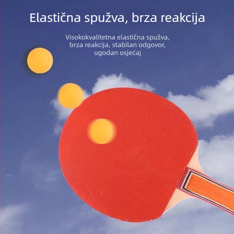 Set reketa za stolni tenis – 2 komada, za početnike, djecu i odrasle, PE lopatica, guma s dugim ljepilom, pravilan držač