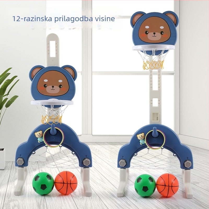 Unutarnji dječji koš za košarku sa likovima životinja (podesiva visina, PVC materijal, 3 kg, montaža vijcima)