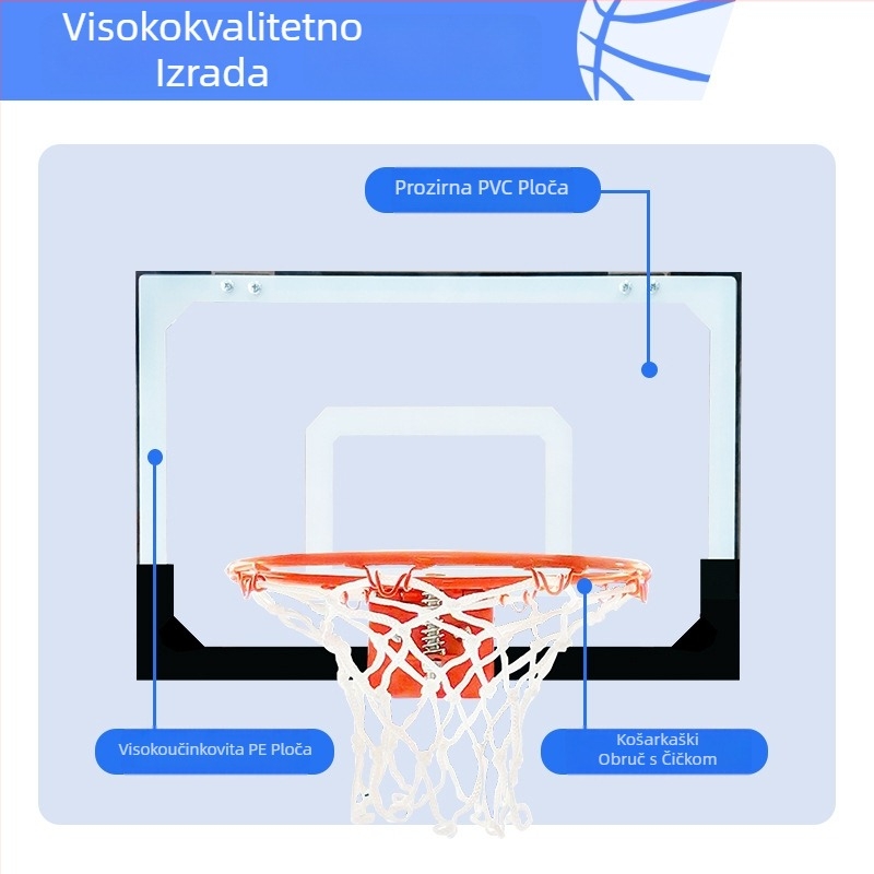 Zidni koš za košarku za djeca - PVC okvir, 1,6 kg, model A011, trening kod kuće/u vrtiću