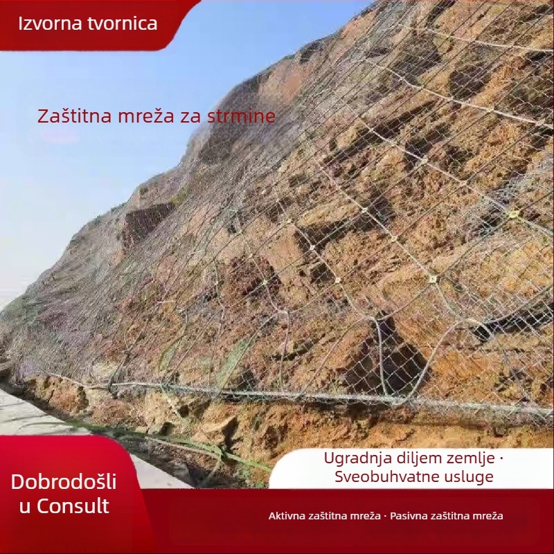 Mreža za zaštitu kosina – dijamantno oblikovana rešetka, toplo pocinčana, marka Yinyi, zaštita od klizišta