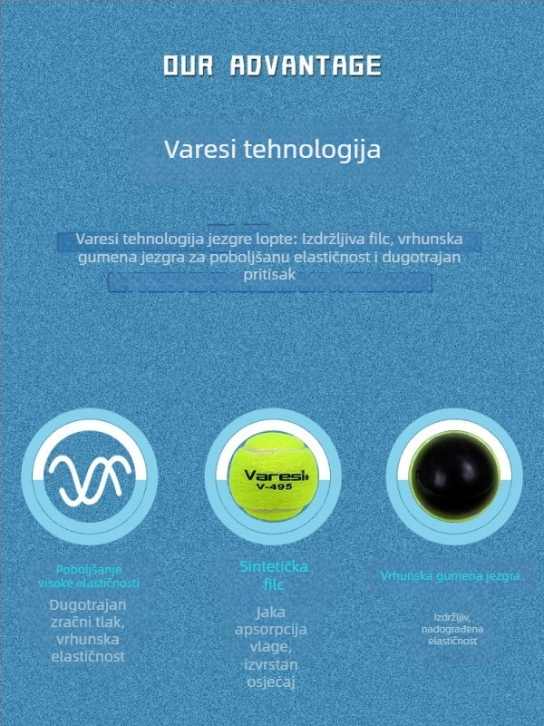 Varesi Weires teniske lopte za početnike — visoka elastičnost, izdržljive, otporne na habanje, za treninge natjecanja početnika i srednjeg nivoa