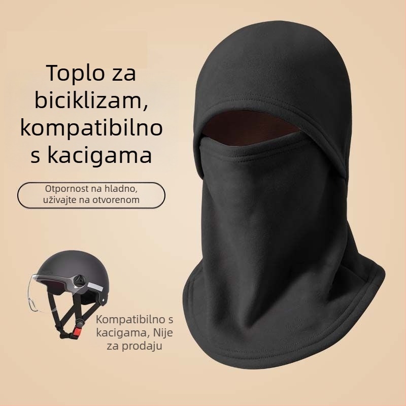 Maska za biciklizam s fleec unutarnjom kapom kacige, unisex, otporna na vjetar, zimska