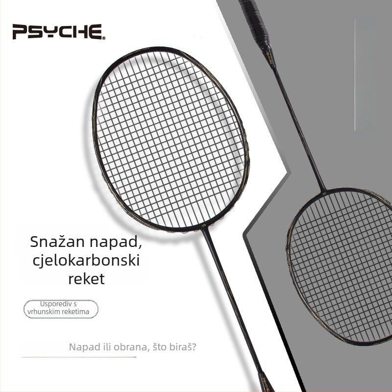Badminton palica s karbonskim okvirom, težina 85–89 g, držač G4, udarac ravno, tvrdoća šipke srednja