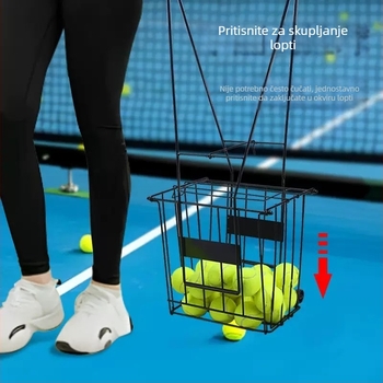 Huayue prijenosna metalna košara za tenis lopte s kotačićima, sklopivi dizajn s pritiskom prema dolje, pogodna za tenis, stolni tenis i badminton