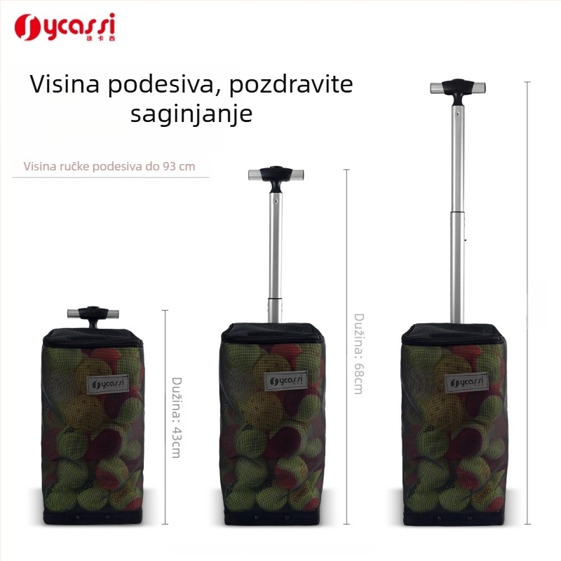 Sakupljač lopti za pickleball i tenis, s velikim kapacitetom, dizajnom tlaka prema dolje i vrećom za pohranu