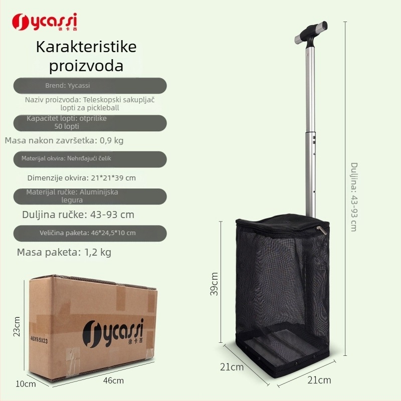 Sycassi/Xu Cassi Picker za pickleball lopte, profesionalna verzija, jednoručno upravljanje