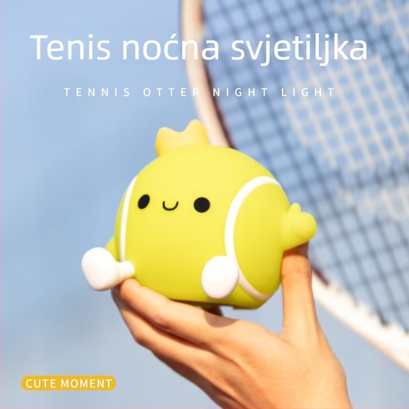 Noćna lampica u obliku teniske rekete, USB punjenje, silikonasto sjenilo, ugrađena baterija, napon ≤ 36 V, FCC certificiran