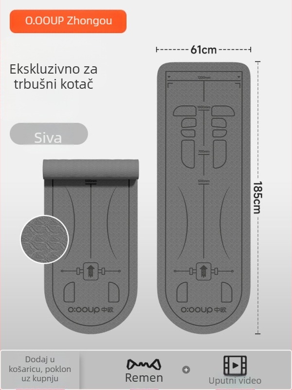 Podloga za vježbanje trbušnih mišića s označenom podlogom, jastučić za koljena, za jogu i kućni fitness, protuklizna i dodatno debela podloga