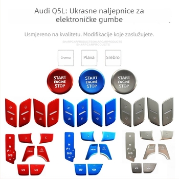 Audi Q5L dekorativni centar gumb za pokretanje jednim pritiskom i elektroničku ručnu kočnicu — aluminijska legura, bez logotipa, bez prilagodbe
