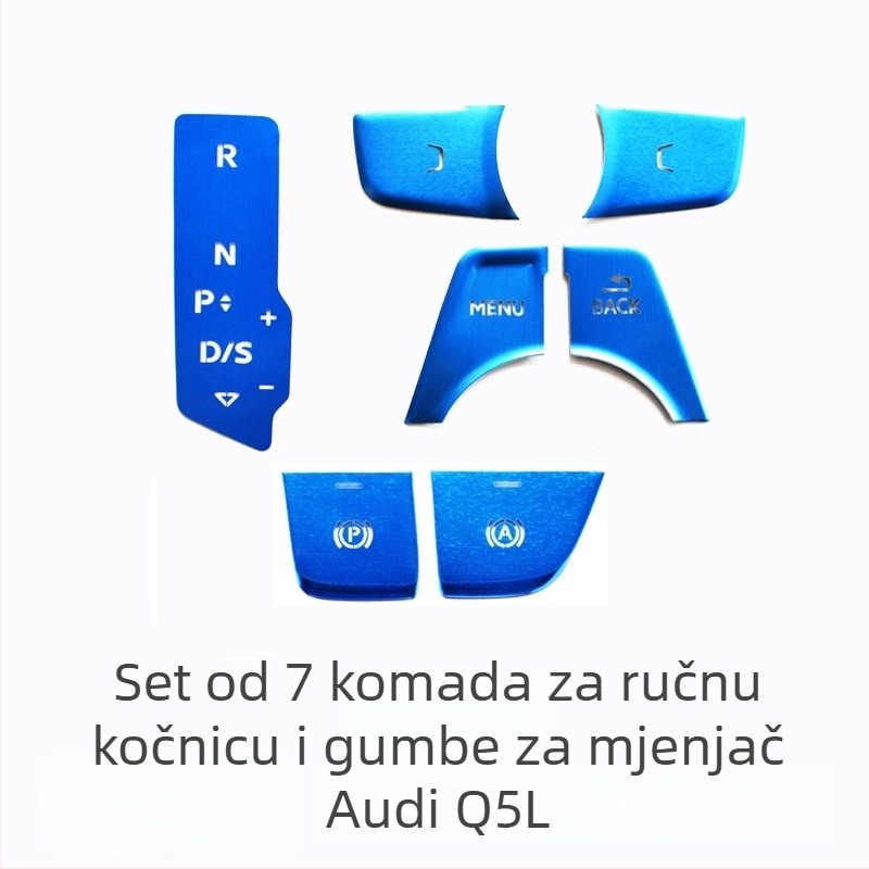 Audi Q5L dekorativni centar gumb za pokretanje jednim pritiskom i elektroničku ručnu kočnicu — aluminijska legura, bez logotipa, bez prilagodbe