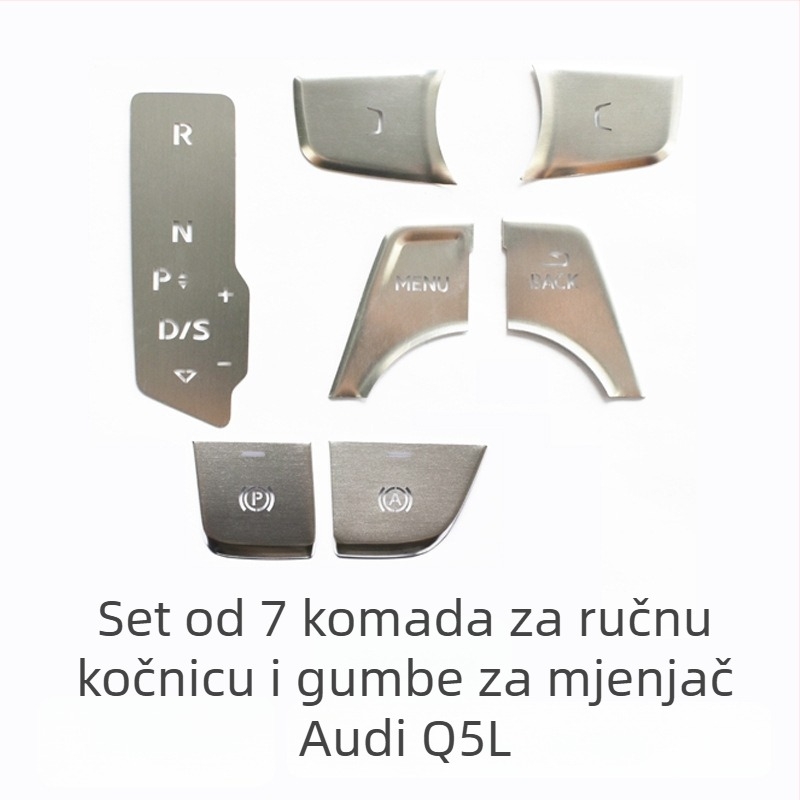 Audi Q5L dekorativni centar gumb za pokretanje jednim pritiskom i elektroničku ručnu kočnicu — aluminijska legura, bez logotipa, bez prilagodbe