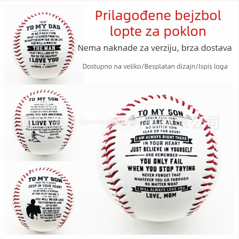 9-inčna lopta za bejzbol od kravlje kože s vunenim središtem, profesionalna natjecateljska kvaliteta, ručno šivana, ABC razred, prilagodba