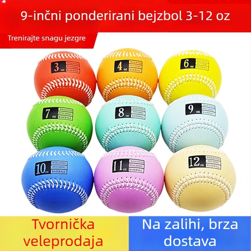 9-inčni otežani trening baseball lopta, 3 oz–12 oz