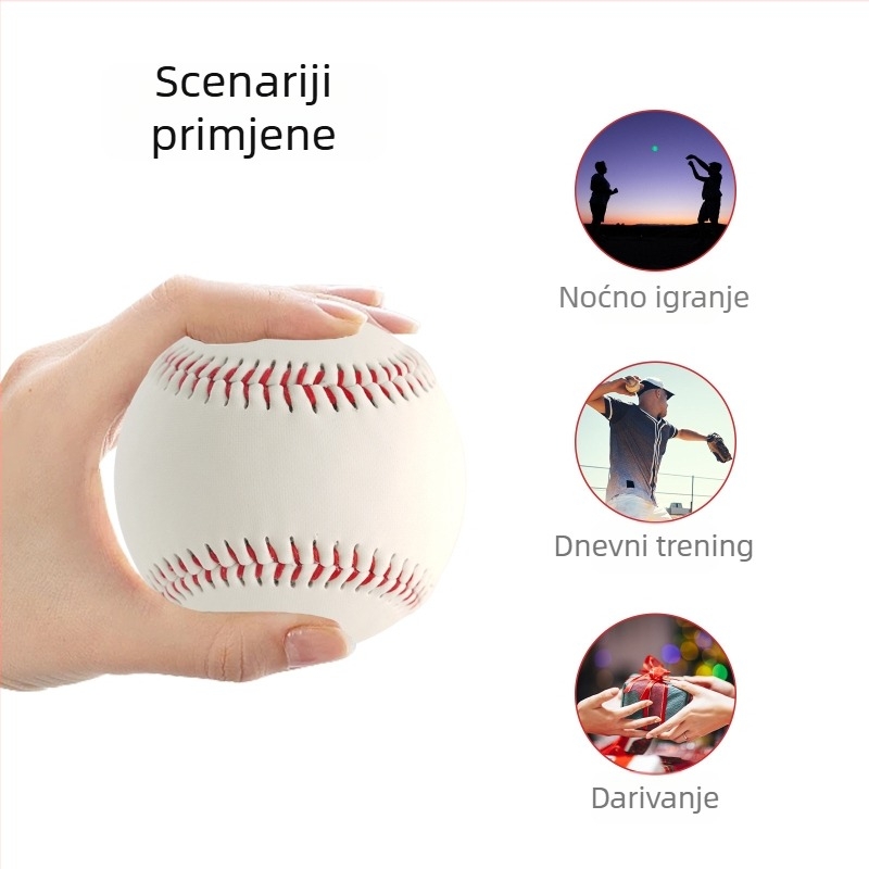 9-inčni svjetleći baseball za noćni trening s jezgrom od pluta