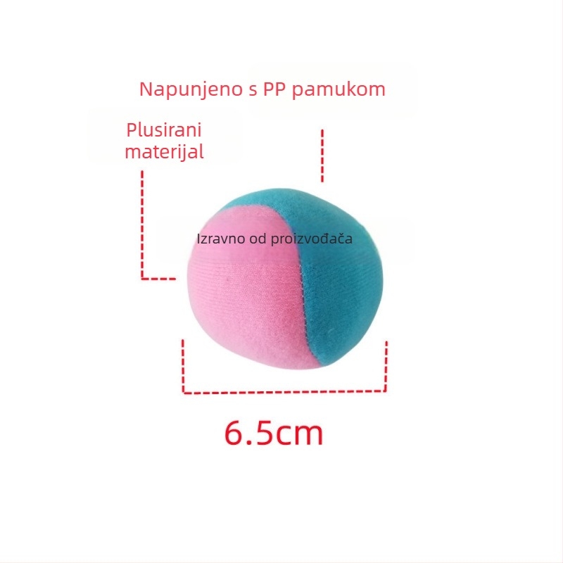 Plišana lopta za bacanje s ljeplivom površinom za senzorički trening — mala plišasta lopta za djecu 0-3 godine; materijal: pliš; razvoj osjetila