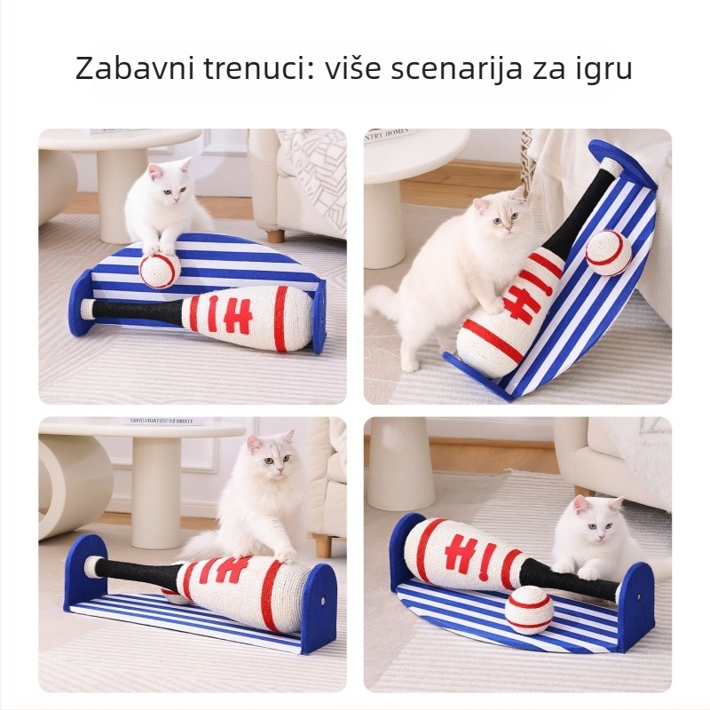 Stup za grebanje mačaka u baseball stilu s rotirajućim dizajnom, izdržljiv sisalni pločica za grebanje bez otpadanja vlakana, ploča gustoće, japanski stil