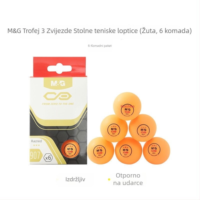 Loptice za stolni tenis - Novo materijal za natjecanja i kućnu trenigu, paket od 6 komada, bez tiskanja logotipa