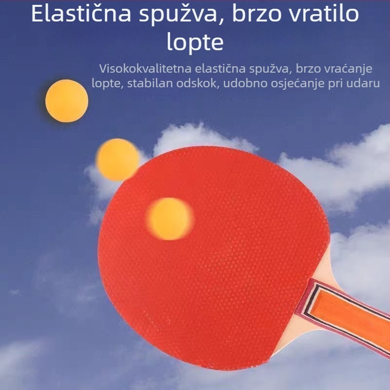 Set reketa za stolni tenis za početnike — izravni udarac, karbonska ploča, ljepilo na gumu