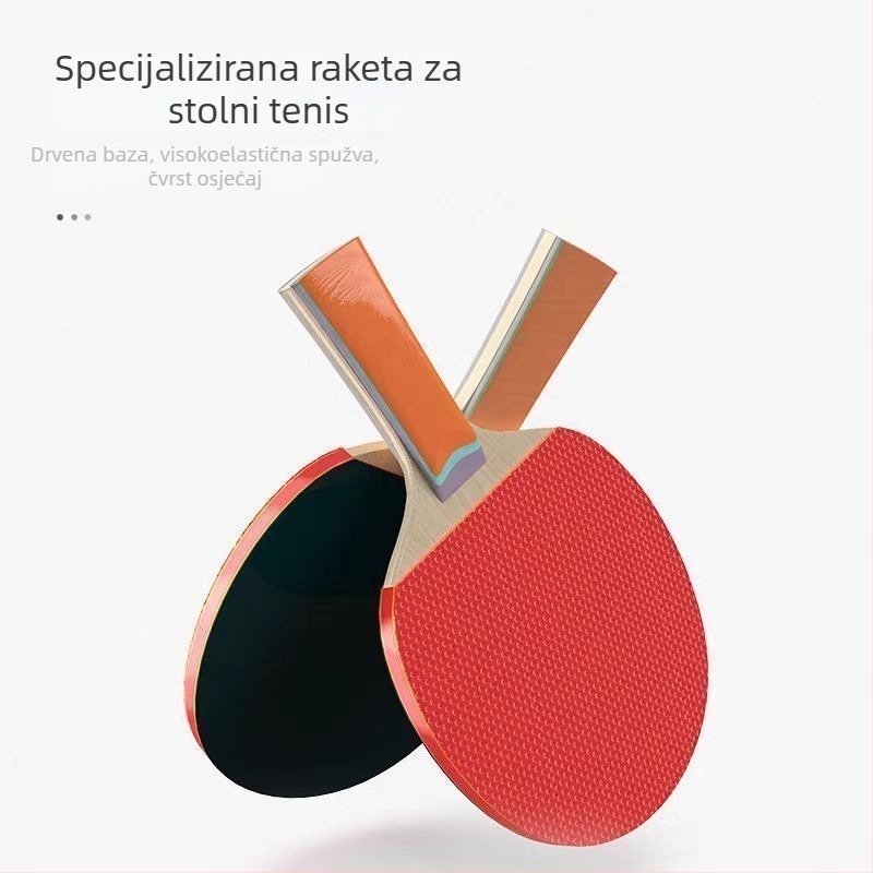 Set reketa za stolni tenis za početnike — izravni udarac, karbonska ploča, ljepilo na gumu