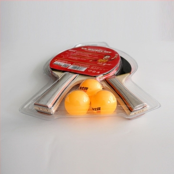 Huashi set ping-pong reketa – dvostruka guma, Shakehand drška, ploča od čvrstog drveta, uključuje 2 reketa i 3 loptice