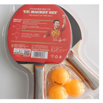 Huashi set ping-pong reketa – dvostruka guma, Shakehand drška, ploča od čvrstog drveta, uključuje 2 reketa i 3 loptice