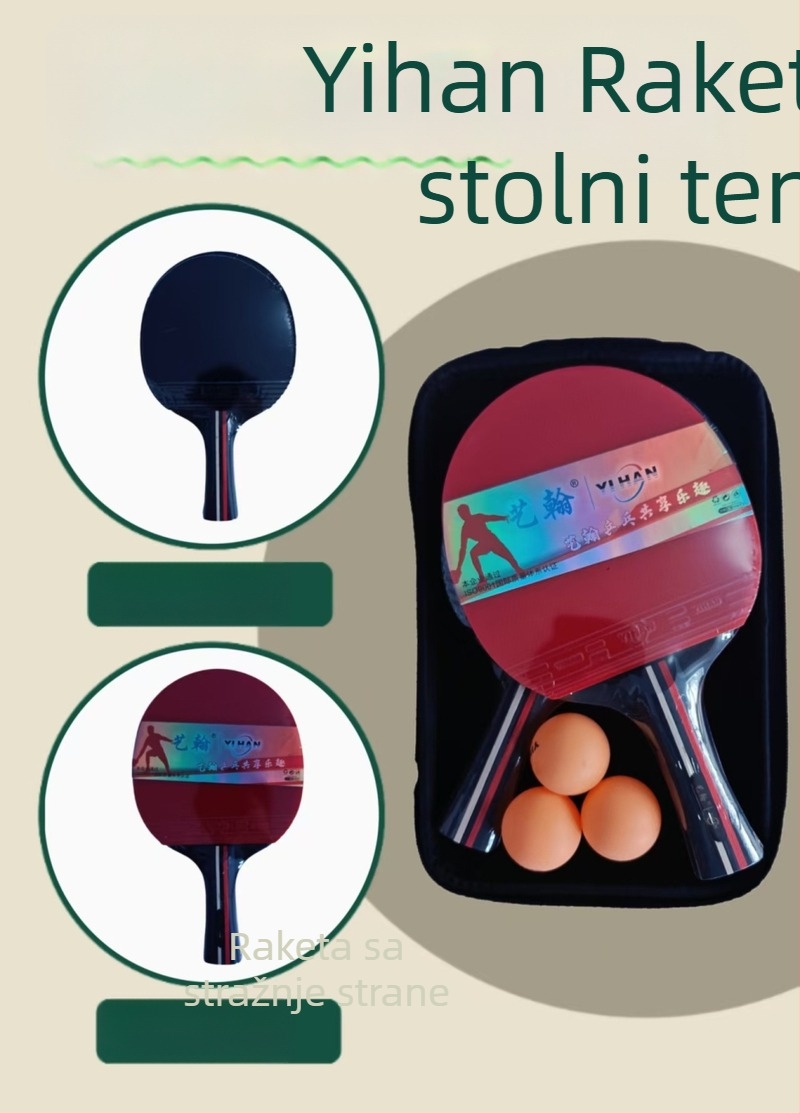 Yihan visokokvalitetna raketa za stolni tenis – za trening i zabavu, guma s dugim ljepilom, vodoravni udar, materijal dna ploče: drvo