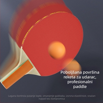 Dječja reketa za stolni tenis za početnike — daska od topole, guma s ravnim ljepilom, horizontalni tip reketa, mogućnost prilagodbe, logo ispisan