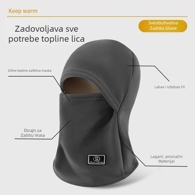 Maska za biciklizam sa zimskom toplinom, debeli štitnik za lice, šal za vrat, vjetro zaštita za uši (poliester)