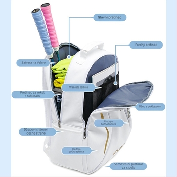 Torba za badminton/tenis za odrasle – kapacitet 3 reketa, PU vodootporan materijal, logotip Ywyat