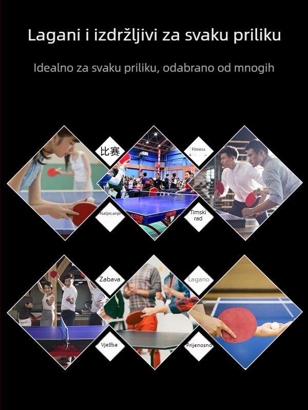 Torba za rekete stolnog tenisa s čvrstim šesterokutnim oblikom, tekstura karbonskih vlakana, vodootporna, velika kapaciteta, prijenosna