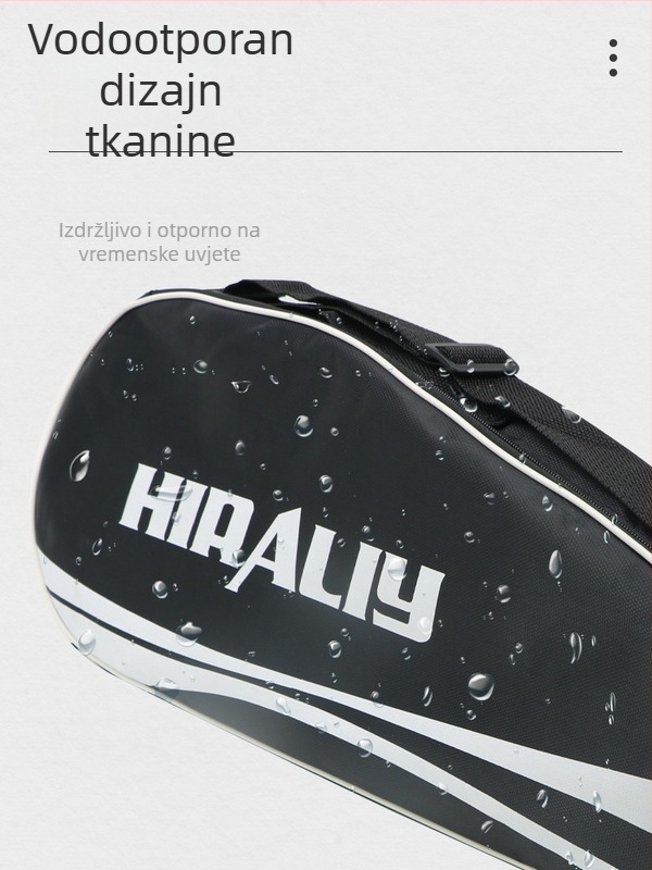 Spelt torba za rekete badminton/tenis – Veliki kapacitet za 3–6 reketa, preko ramena, Oxford tkanina, vodootporna, ispisano logo, unisex