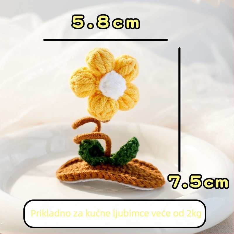 Klip za kosu za kućne ljubimce s pletenim 3D ušima zeca — za pse i mačke, vuneni materijal, crtani stil, BB klip; Brend: Little one is favored