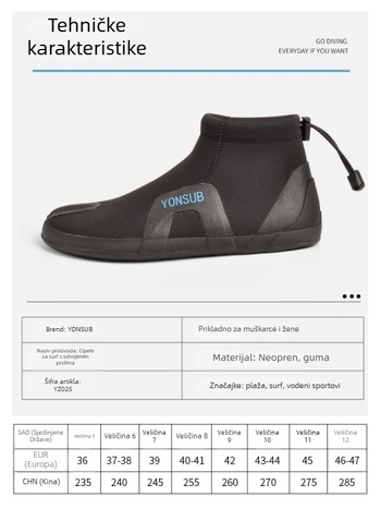 YonSUB neoprenske cipele s odvojenim prstima, niski profil za rijeku – pogodne za šnorkanje, rafting i surfanje, protuklizna podstava