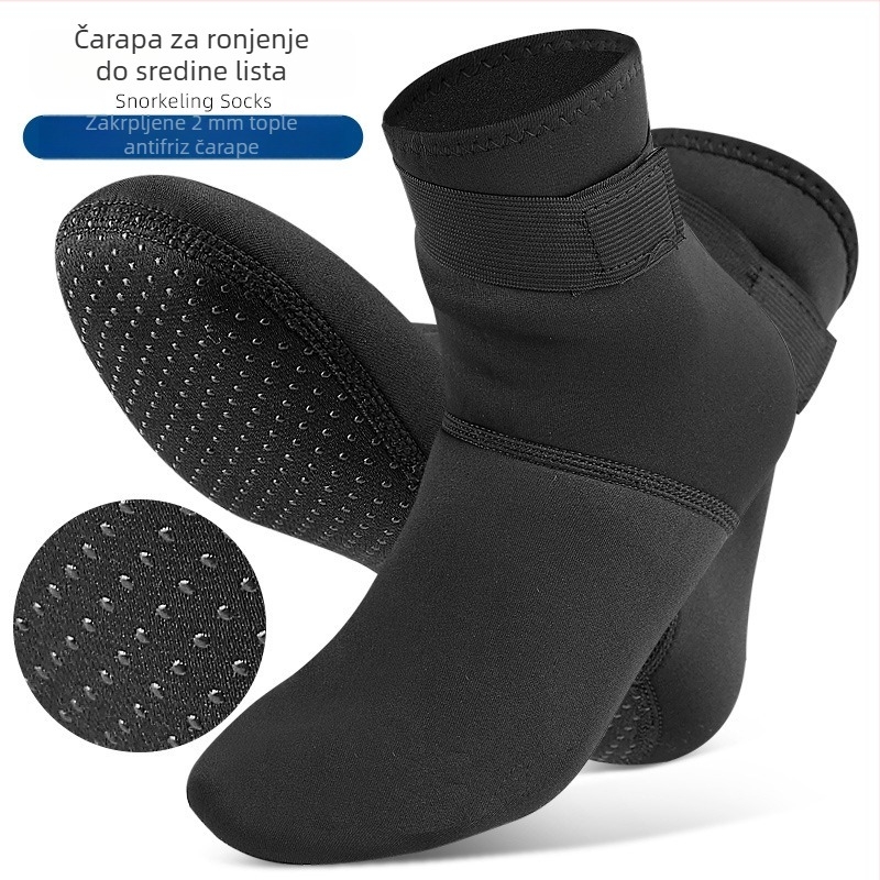 Neopren čarape za zimske vodene sportove, srednja duljina do potkoljenice, protuklizne i protutrni, dvostruko pletenje, 70–80% sastav vlakana