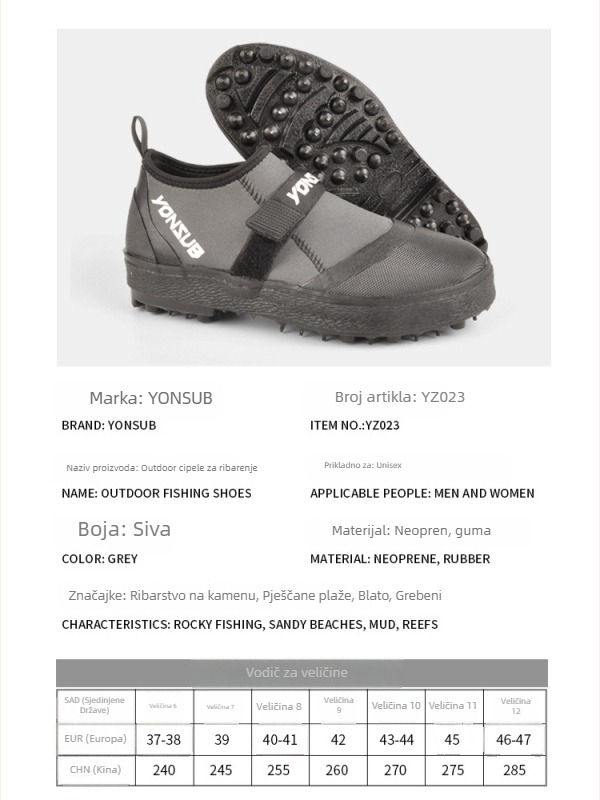 Yonsub Cipele za ribolov na stijenama i grebenima, najlon ronilačke čarape, protuklizne cipele s bodicama za morski ribolov i raftanje