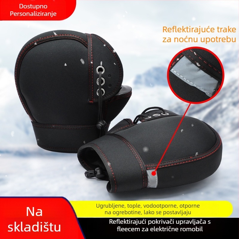 Zimske rukavice za biciklizam s neoprenom i polar fleeceom, otporne na vjetar, podstavljene fleeceom, debele