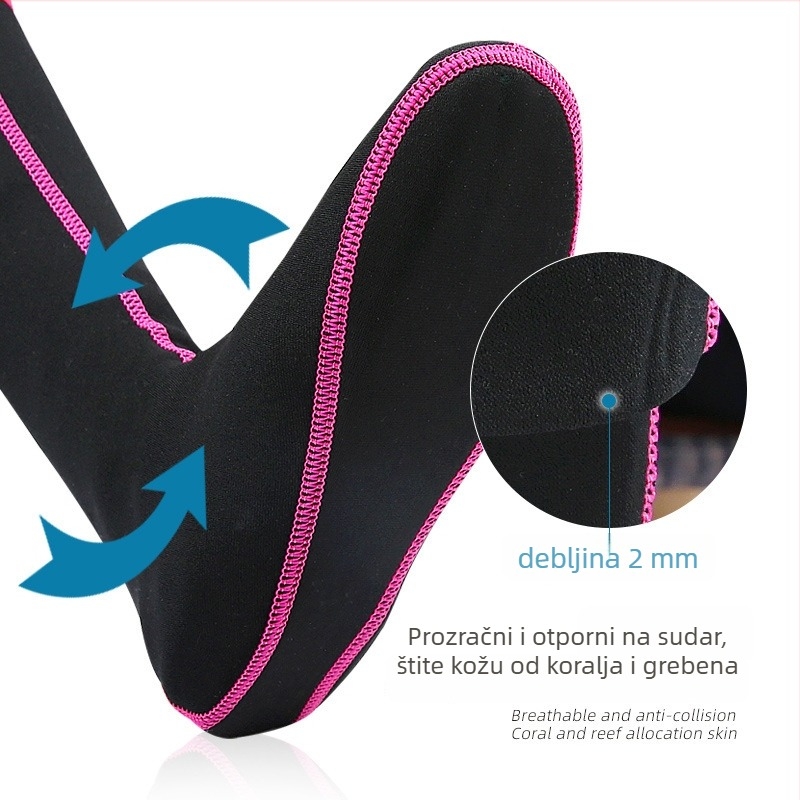 Unisex ronilačke čarape srednje duljine za plažu i vodene sportove, protuklizne, usklađen uzorak boja, 80–90% ronilački materijal