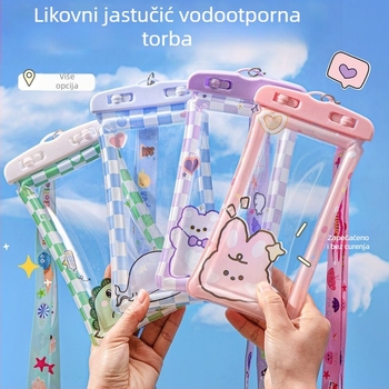 Vodootporna torbica za mobitel za ronjenje i vanjske aktivnosti – kompatibilna s dodirnim zaslonom, PVC, kapacitet 1L, vodootporna tkanina, uzorak: slomljeno cvijeće