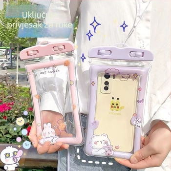 Vodootporna torbica za mobitel za ronjenje i vanjske aktivnosti – kompatibilna s dodirnim zaslonom, PVC, kapacitet 1L, vodootporna tkanina, uzorak: slomljeno cvijeće