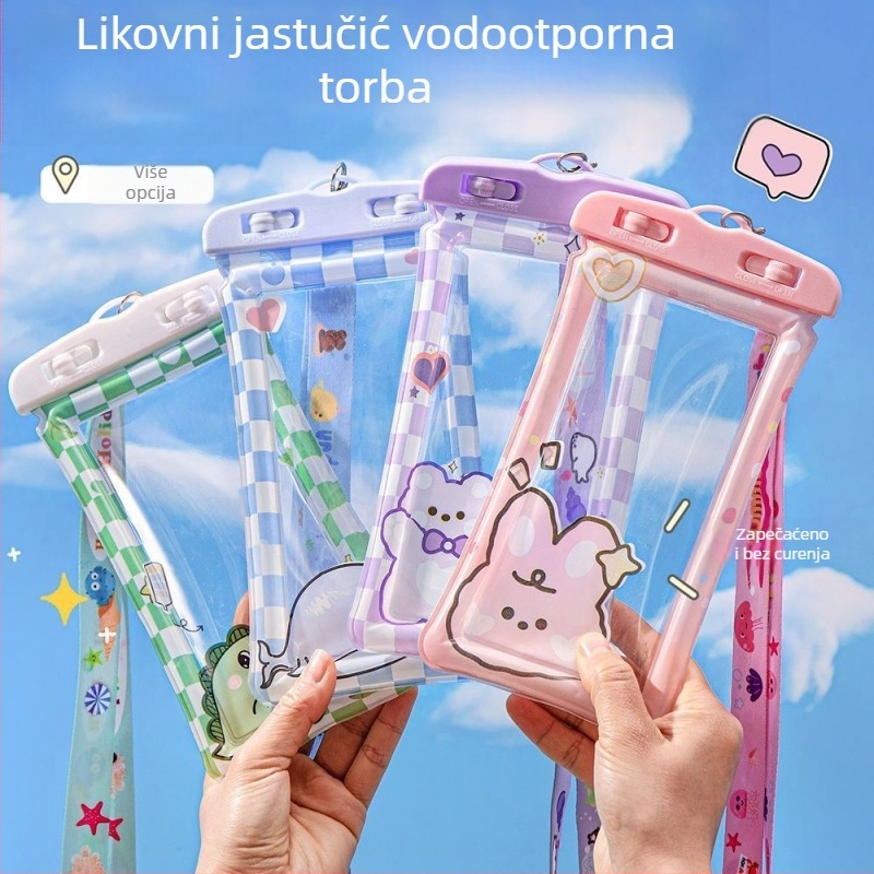 Vodootporna torbica za mobitel za ronjenje i vanjske aktivnosti – kompatibilna s dodirnim zaslonom, PVC, kapacitet 1L, vodootporna tkanina, uzorak: slomljeno cvijeće