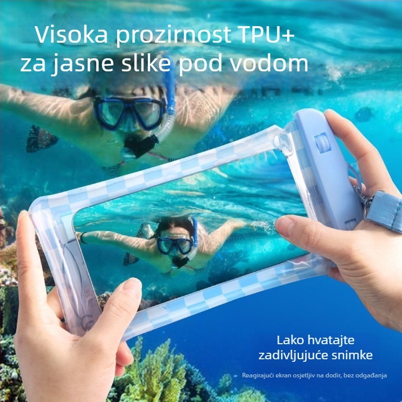 Vodootporna torbica za mobitel za ronjenje i vanjske aktivnosti – kompatibilna s dodirnim zaslonom, PVC, kapacitet 1L, vodootporna tkanina, uzorak: slomljeno cvijeće