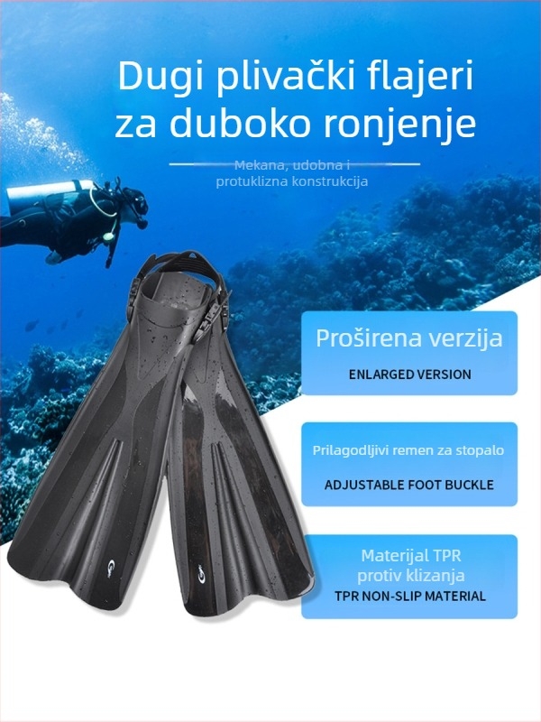 Duge ronilačke peraje za muškarce i žene, materijali PP/TPR; Marka Yon Sub; prilagođavanje dostupno; Privatna oznaka dostupna