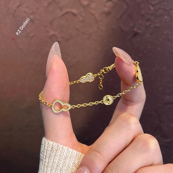 Narukvica s dizajnom tikvice, bakar, elektroplating, lagani luksuzni stil, P.Z ACCESSORIES/pano