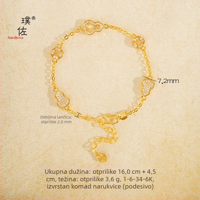 Narukvica s dizajnom tikvice, bakar, elektroplating, lagani luksuzni stil, P.Z ACCESSORIES/pano