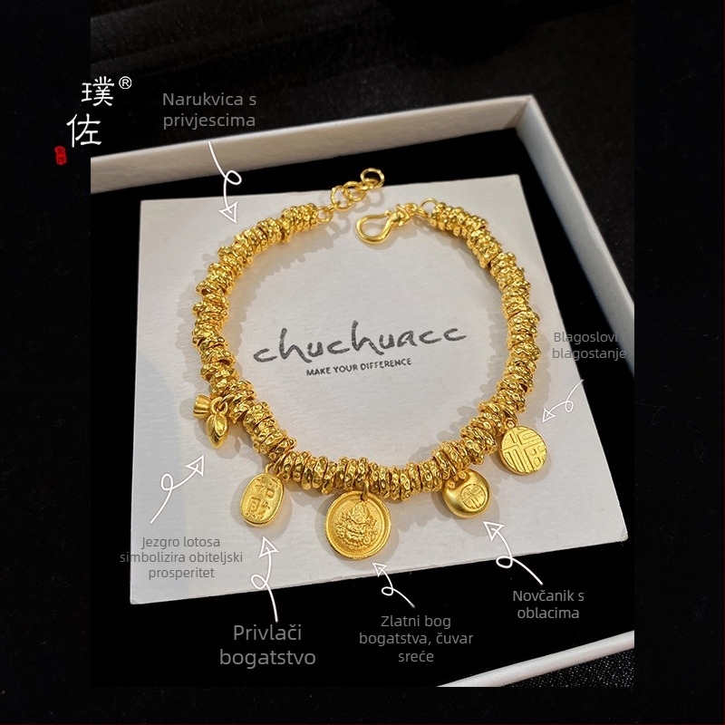 Bakrena narukvica s elektroplatiranjem, vintage stil, izlazak jeseni 2025