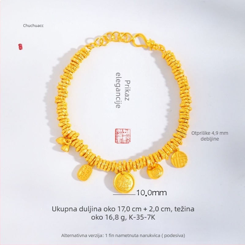 Bakrena narukvica s elektroplatiranjem, vintage stil, izlazak jeseni 2025