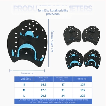 Unisex plivačke lopatice za ruke E18 za djecu i odrasle, profesionalne trening lopatice, materijal PP + silika gel