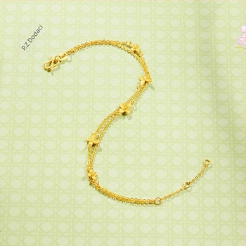 Dvostruka narukvica s motivom leptira, bakrena podloga, zlatni pijesak premaz, elektroplatiranje, lagani luksuz stil, ljeto 2024