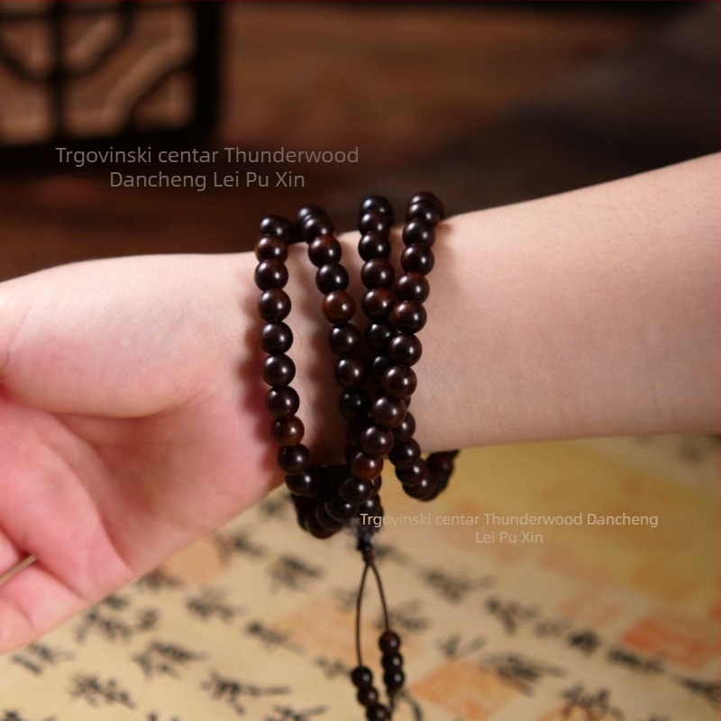 Narukvica s 108 perli od drveta jujube, Buddha perle, kineski stil, polukručna i polu strojna izrada, pogodna za darivanje